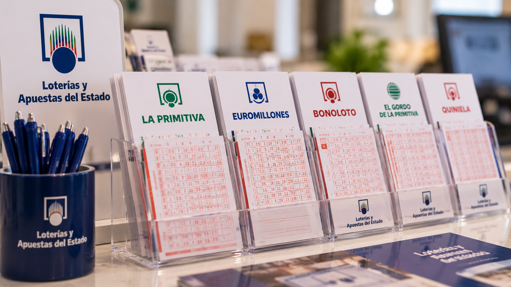 Expositor de loterías y apuestas españoles