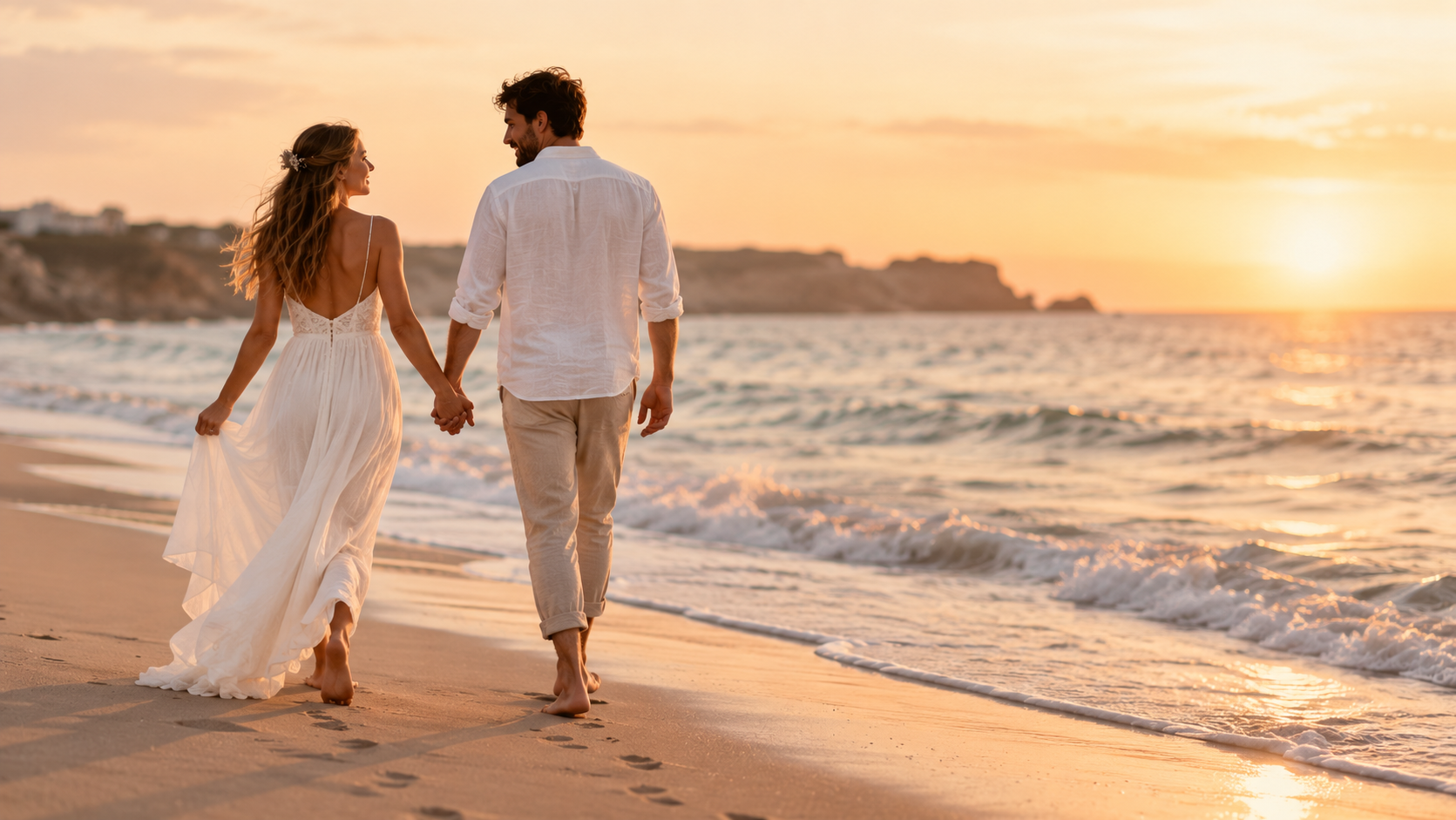 Paseo nupcial al atardecer